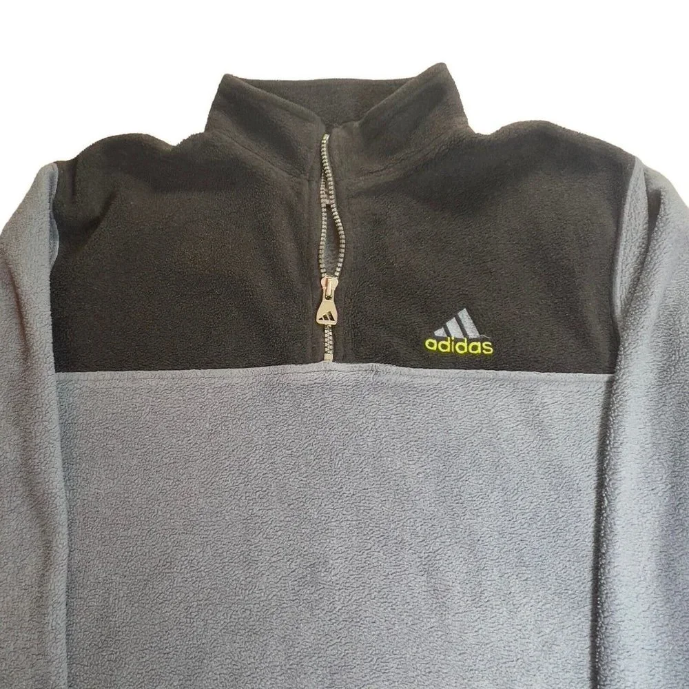 Adidas Gray Black‎ Youth Fleece 1/4 Zip Size Large 14/16 Long Sleeve